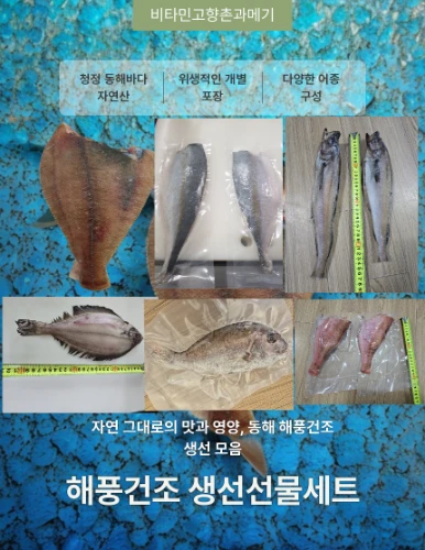 동해바다 해풍건조 반건조생선세트(제수용,선물용)참가자미,미주구리,참돔,코다리,방어,열기 생선모듬 행사장