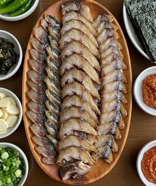 비타민고향촌과메기의 과메기와 야채 상차림